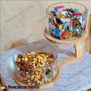 کندی باکس دو طبقه شیشه ای استند چوبی آسنا