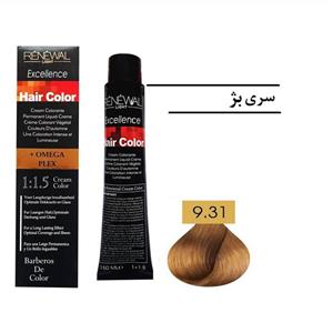 رنگ مو رنوال شماره 9.31 حجم 150 میلی لیتر رنگ بلوند بژ خیلی روشن