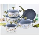 سرویس قابلمه 9 پارچه گرانیت فالز مدل دوچرخه Falez 9Pcs Cookware set