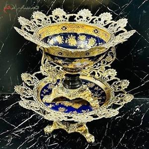 ست کاسه و بشقاب چینی طرح گل رز با پایه های سه گوش سنگی