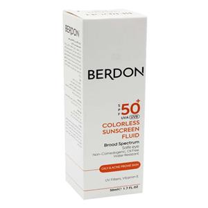کرم ضد آفتاب بی رنگ بردون Berdon مناسب پوست نرمال تا خشک حجم 50 میل