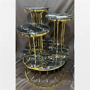 میز عسلی ( جلو مبلی ) برنزی و سنگ مشکی 