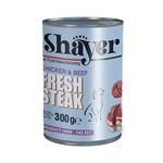 کنسرو غذای سگ استیک شایر با طعم گوشت و مرغ Shayer Fresh Steak Beef & Chicken وزن 300 گرم