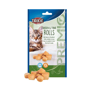 تشویقی گربه تریکسی با طعم مرغ و تن ماهی Trixie Premio Chicken Tuna Rolls وزن 50 گرم 