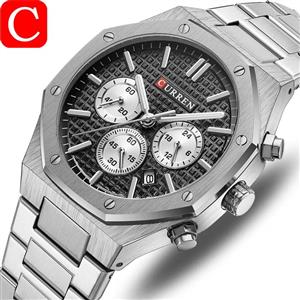 ساعت مچی مردانه کارن 8440 نقره ای-مشکی (کورن CURREN) پسرانه زنانه دخترانه هوشمند اسپرت دیجیتال سه موتوره