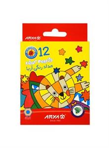 مداد رنگی 12 رنگ کوتاه آریا طرح پلنگ