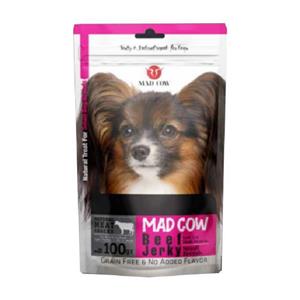 تشویقی سگ نژاد کوچک مدکاو با طعم گوشت گاو Mad Cow Beef Jerky for Small Dogs وزن 100 گرم