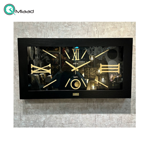 ساعت دیواری آرتا Arta کد 420، ساعت دیواری چهارگوش چوبی سایز 83x43 سانت، با متریال MDF، رنگ مشکی، دارای موتور آرامگرد، ساعت دیواری با اعداد رومی