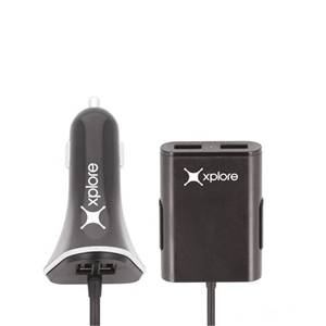 شارژر فندکی 9.6 وات اکسپلور مدل XPCC 4U به همراه کابل USB با 4 پورت usb فست شارژ 