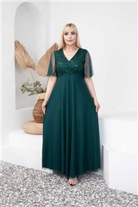 لباس مجلسی یقه سایز بزرگ زنانه برند toprak tekstil کد 1700610677 