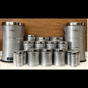 سرویس آشپزخانه 18 پارچه کمر باریک خطی نقره ای استیل یونیک UN-4688