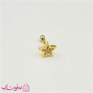 پیرسینگ گوش نگینی طرح ستاره طلایی کد 691