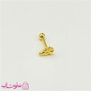 پیرسینگ گوش طرح برگ طلایی کد 691