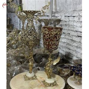 ست گلدان و سطل ایستاده ی برنزی طرح فرشته، بدنه ی پر کار و رنگ با کیفیت بدنه دارای ضمانت