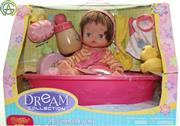 عروسک نوزاد با موی قهوه ای و ست حمام  Dream Baby مدل T1046
