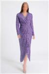 لباس مجلسی سایز بزرگ طراحی پولکی یقه هفت نیلی زنانه برند zks grup tekstil کد 1703310091