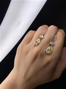 گوشواره ایتالیایی نقره سیترین کد ۹۶۰