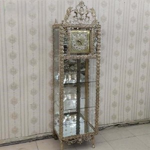 بوفه ساعت دار دو طبقه بدنه برنزی رنگ ثابت و طراحی شیک و مدرن با گارانتی ک