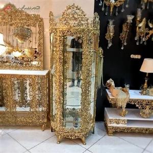 بوفه نیم گرد 3 طبقه طرح گل سرخ بدنه رنگ ثابت از جنس آلیاژ با ضمانت 12 ماهه