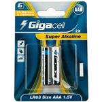 باتری نیم قلمی گیگاسل مدل Super Alkaline بسته 2 عددی ا Gigacell Super Alkaline AAA Battery Pack of 2 کد 3840