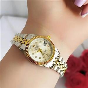 ساعت زنانه رولکس Rolex دورنگ صفحه نقره ای | ساعت زنانه شیک