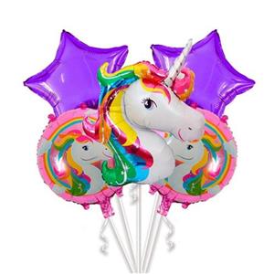 بادکنک فویلی 5 تیکه اسب تک شاخ