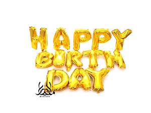 بادکنک فویلی حروف HAPPY BIRTHDAY طلایی