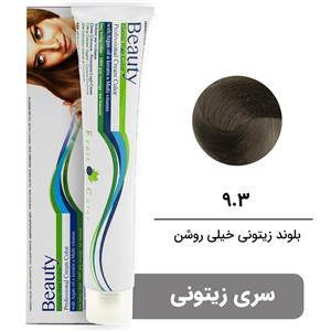 رنگ مو بیوتی سری زیتونی شماره 9.3 بلوند زیتونی خیلی روشن BEAUTY GARNIC PROFESSIONAL CREAM HAIR DYE MATTT SERIES NUMBER 9.3VERY LIGHT MATT BLONDE 100ML