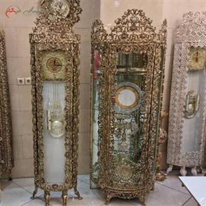 ست بوفه سه طبقه و ساعت ایستاده برنزی با رنگ آنتیک و ضمانت 12 ماهه