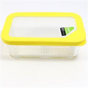 ظرف شیشه ای دربدار لیمویی شیاردار450 میلی لیتر  لیمون209923