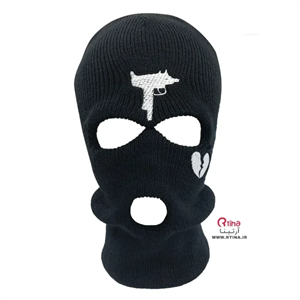 کلاه فیس مشکی بافت مدل دو چشمی