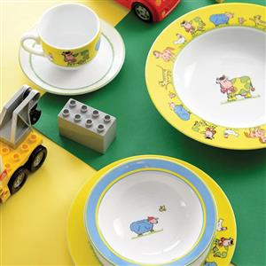 سرویس چینی 5 پارچه 1 نفره کودک زرین سری ایتالیا اف مدل مزرعه Zarin Iran Porcelain Inds Italia-F Farm 6 Pieces Porcelain Children Dinnerware Set Top Grade