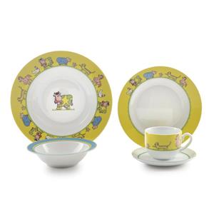 سرویس چینی 5 پارچه 1 نفره کودک زرین سری ایتالیا اف مدل مزرعه Zarin Iran Porcelain Inds Italia-F Farm 6 Pieces Porcelain Children Dinnerware Set Top Grade