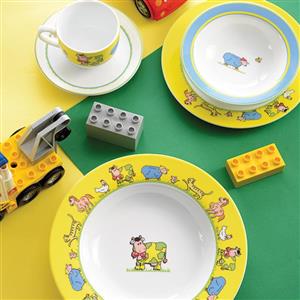 سرویس چینی 5 پارچه 1 نفره کودک زرین سری ایتالیا اف مدل مزرعه Zarin Iran Porcelain Inds Italia-F Farm 6 Pieces Porcelain Children Dinnerware Set Top Grade