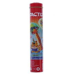 مداد رنگی 12 رنگ استوانه ای فلزی طرح زرافه فکتیس FACTIS