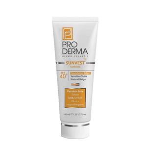 کرم ضد آفتاب فاقد جاذب های شیمیایی پرودرما با SPF 40 رنگ طبیعی