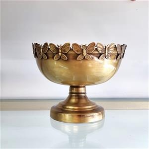 میوه خوری کوچک پایه دار فلزی آبکاری آنتیک طرح پروانه  (کد کالا 02071201) 