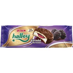 بیسکوئیت هالی اولکر ULKER HALLEY sutlu cikolatali با روکش شکلاتی و مغز توت سیاه 240 گرم
