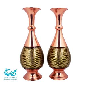 گلدان مس و خاتم 25 سانتی جفتی