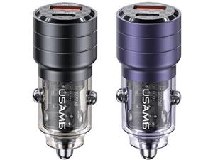 شارژر فندکی فست شارژ یو اس بی و تایپ سی 95 وات یوسامز  USAMS US-CC176 C36 95W Usb-aUsb-c Fast Car Charger