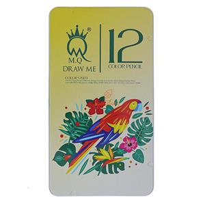 مداد رنگی 12 رنگ جعبه فلزی طرح طوطی ام کیو MQ
