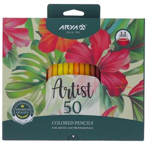 مداد رنگی 50 رنگ آرتیست جعبه مقوایی طرح گل قرمز آریا ARYA