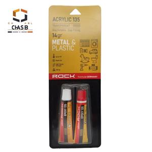 چسب دوقلوی اکریلیک شفاف راک ویژه تعمیر فلزات و پلاستیک ACRYLIC METAL & PLASTIC ROCK 14gr