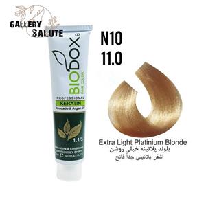 رنگ مو بیوداکس شماره N10-11.0 بلوند پلاتینه خیلی روشن سری نچرال طبیعی Bio Doxe Haie Color Specialy Formulated 125 mil