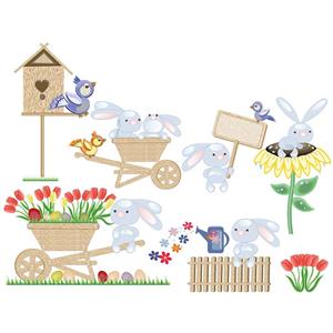 استیکر دیواری صالسو آرت طرح rabbits Recreation mjr