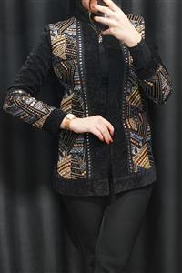 مانتو کتی مخمل سوزن دوزی