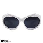 عینک آفتابی شانه ای بالنسیاگا با فریم سفید براق، فانتزی و لنز دودی مدل SH1006