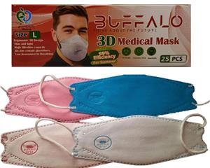 ماسک سه بعدی بوفالو 5 لایه بسته 25 عددی سایز بزرگ (تضمین اصالت و کیفیت)