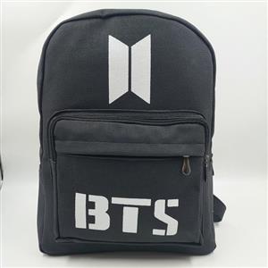 کوله پشتی برزنتی چرمی بی تی اس BTS مشکی 2187
