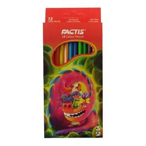 مداد 12 رنگ مقوایی فکتیس(Factis) طرح هیولای مهربان